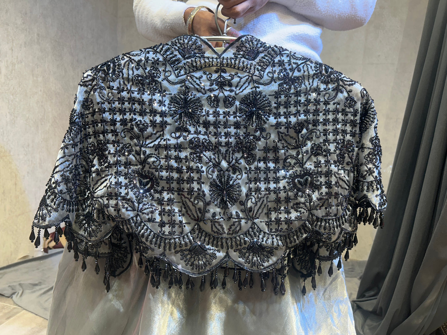 Pretty black grey crop top lehenga