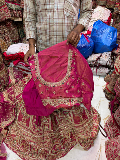 Pink orange Bridal Lehenga