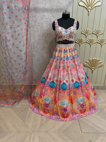 Pink Color PDP crop top lehenga