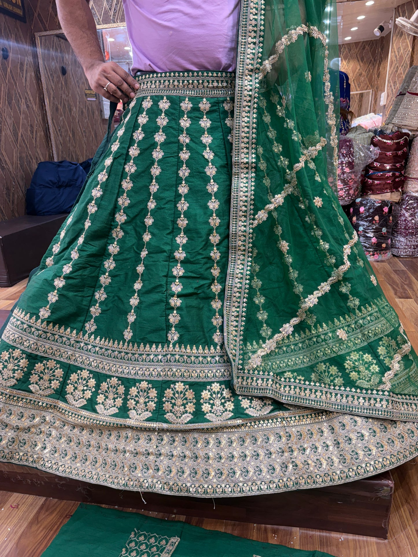 Amazing green machine work Lehenga