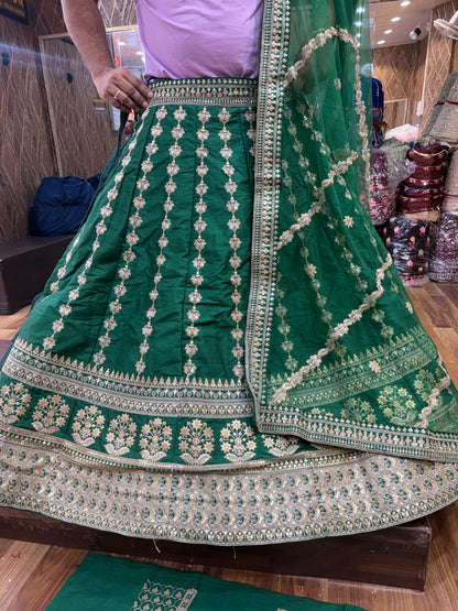 Amazing green machine work Lehenga