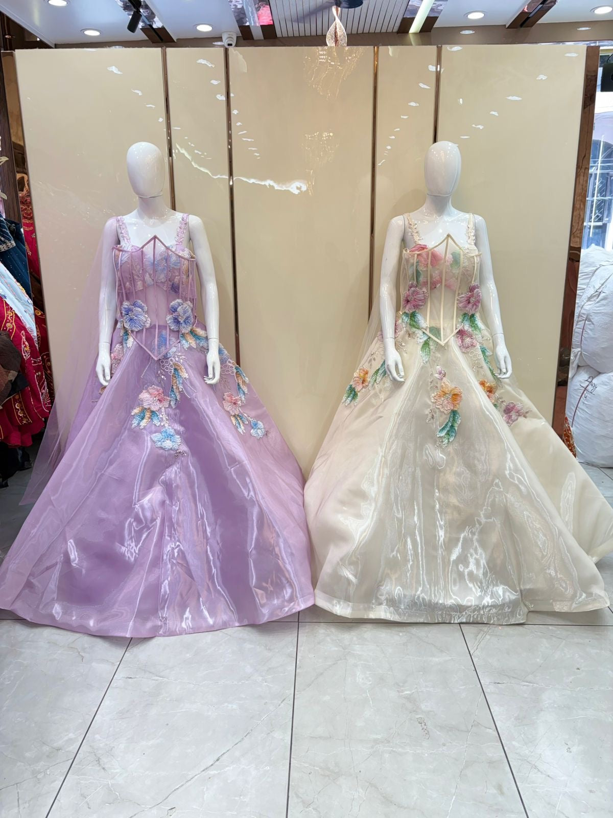 Lavender white crop top Lehenga