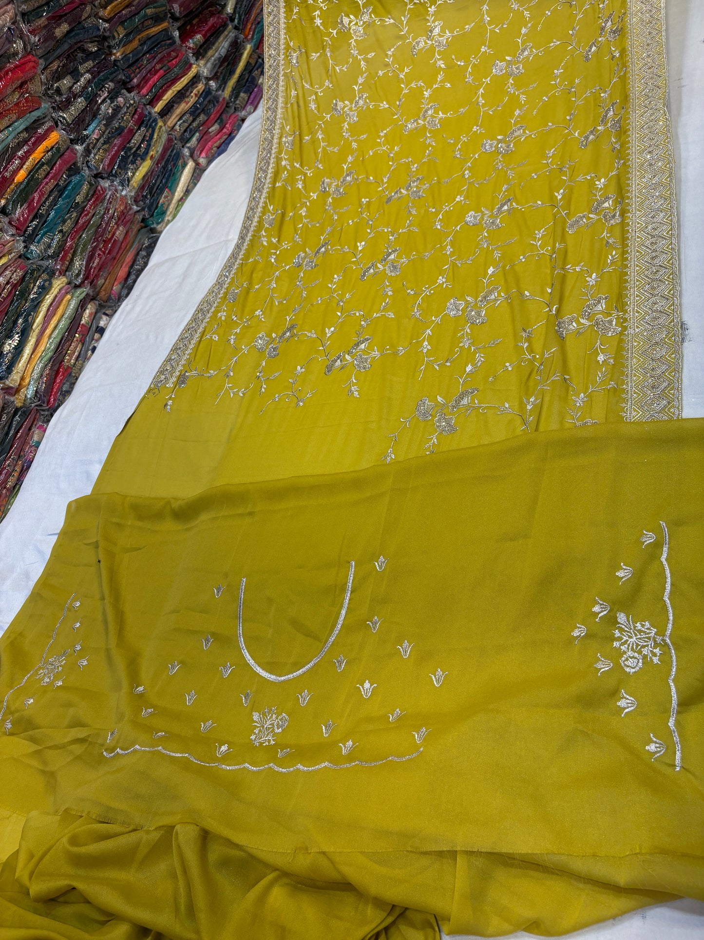 Stunning yellow haldi mehendi saree