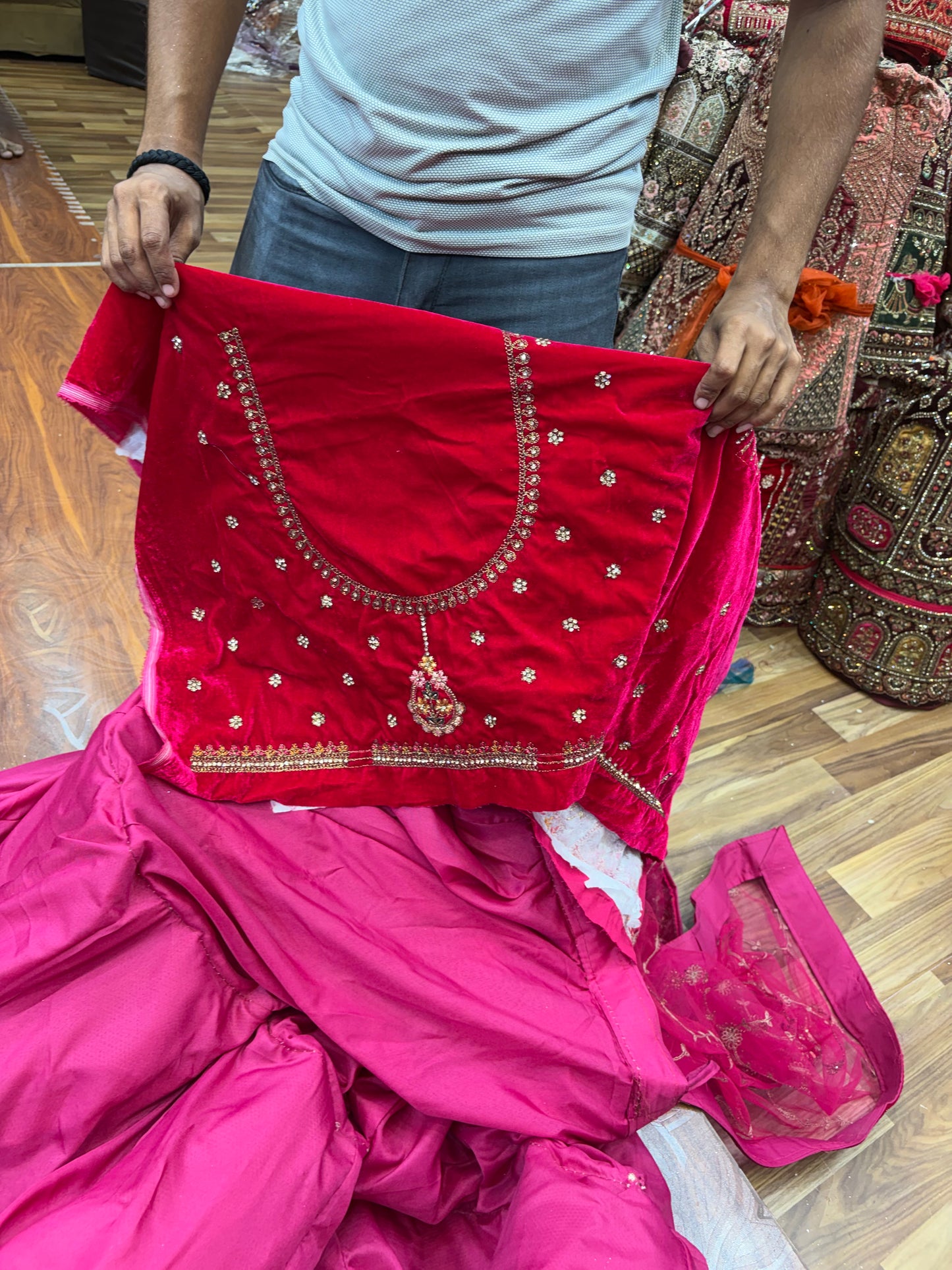 Hot Pink Peacock Bridal Lehenga
