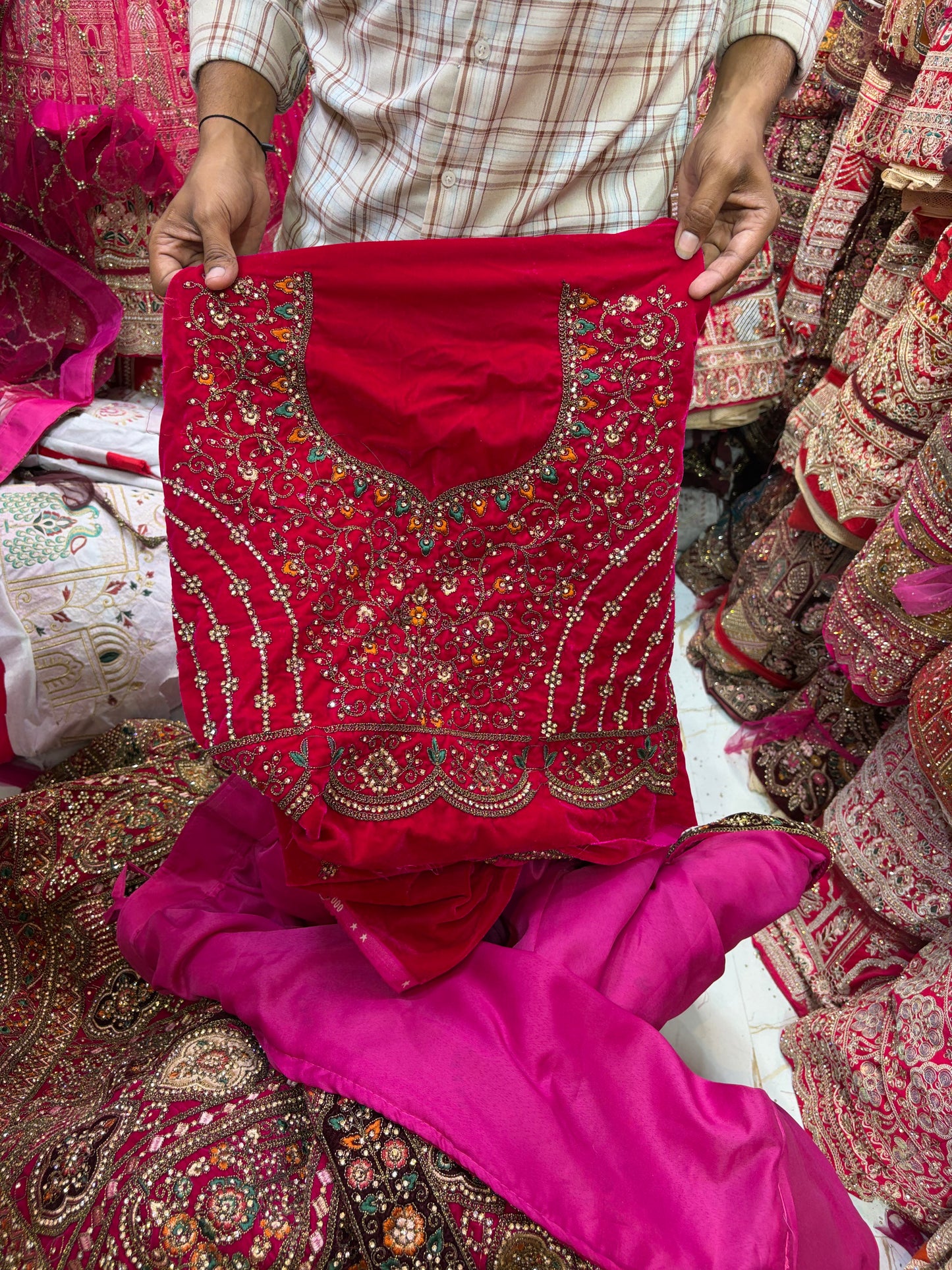 Heavy Dark Rani pink Bridal Lehenga