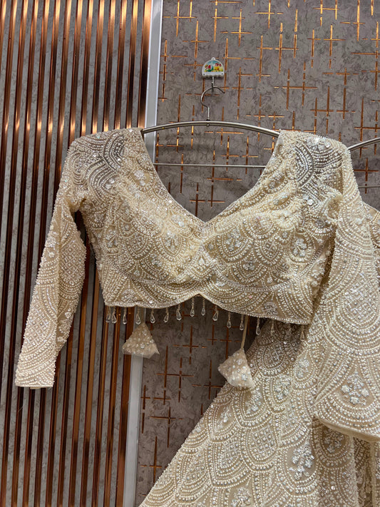 Golden On Golden Monotone Crop Top Lehenga