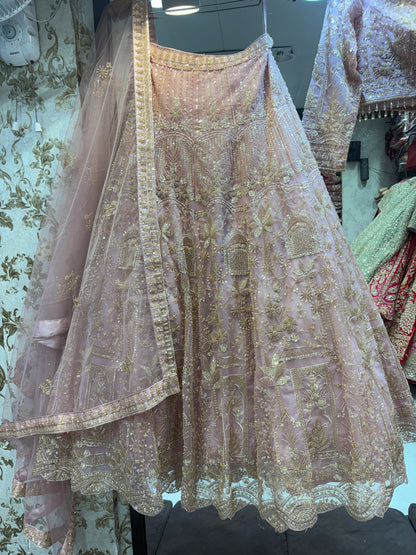 Awesome baby pink crop top Lehenga