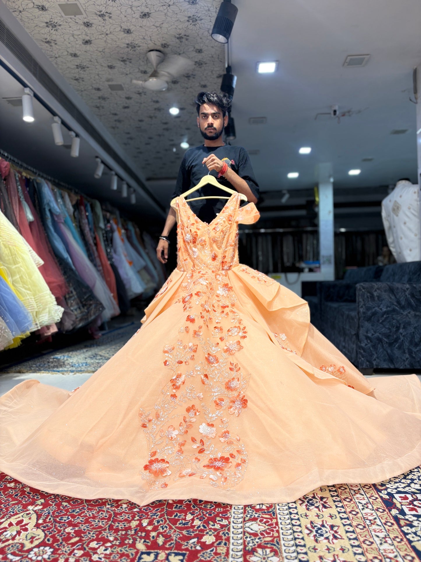Stunning peach gown big flair
