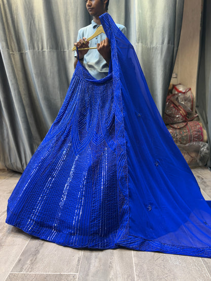 Lovely Navy Blue Crop Top Lehenga