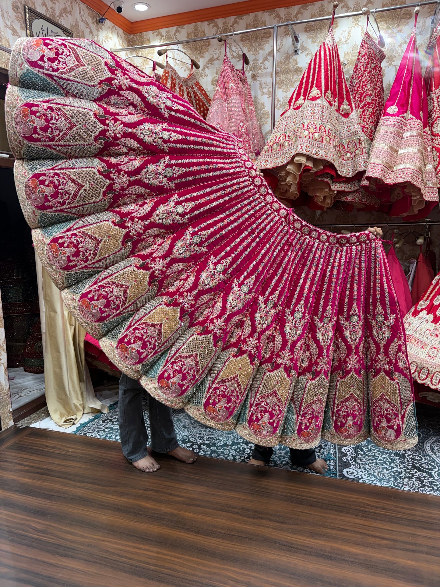 Maroon Peacock Ball Bridal Lehenga