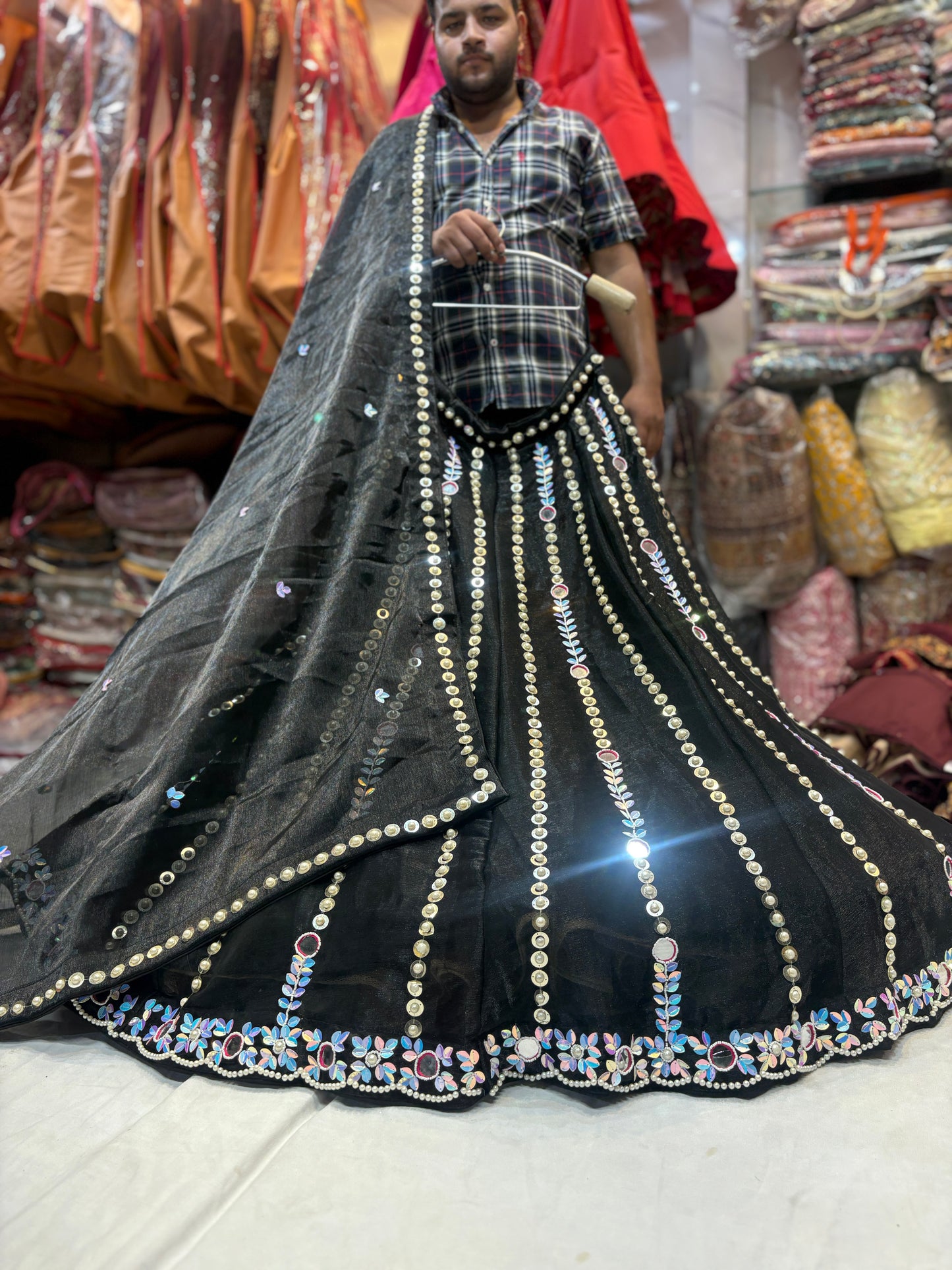 Something different black mirror work Lehenga