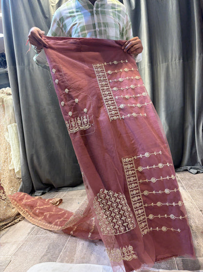 Brown peach pink Lehenga
