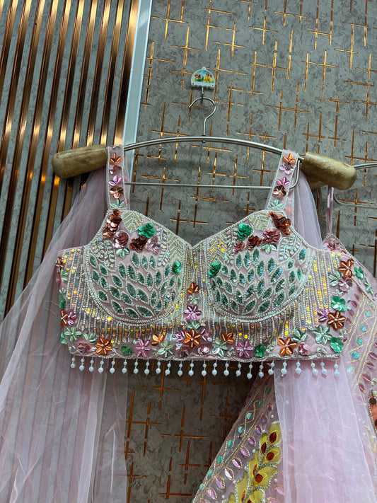 Baby Pink Pdp Crop Top Lehenga