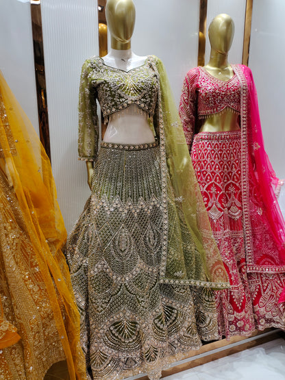 Tremendous yellow Haldi mehendi crop top Lehenga