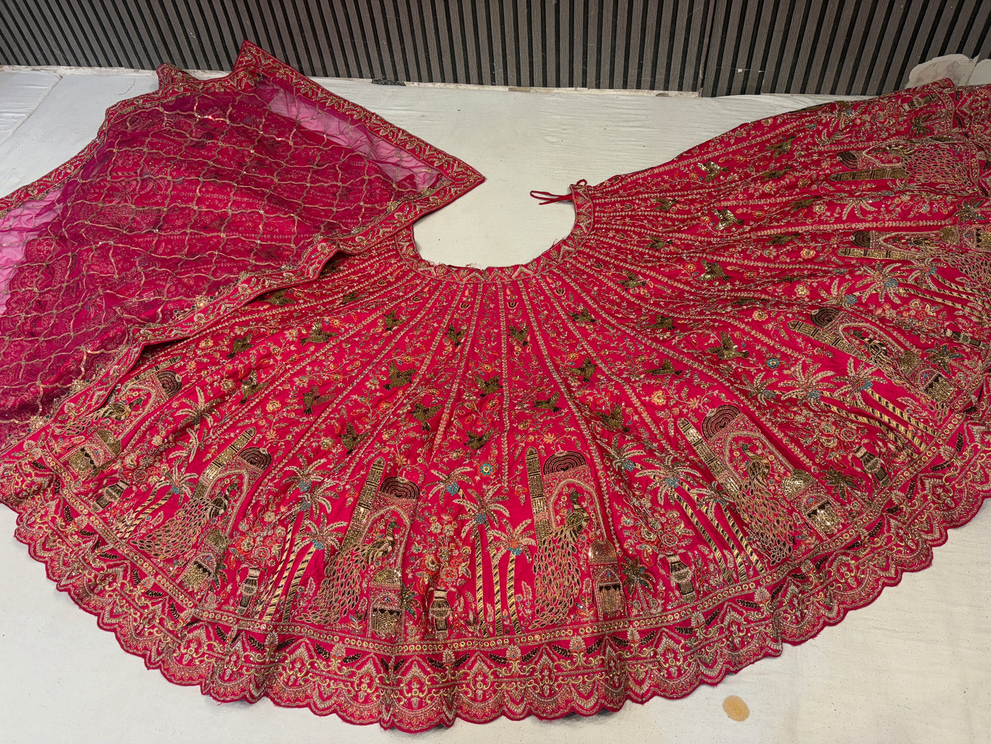 Khoobsurat rani pink peacock handwork bridal Lehenga