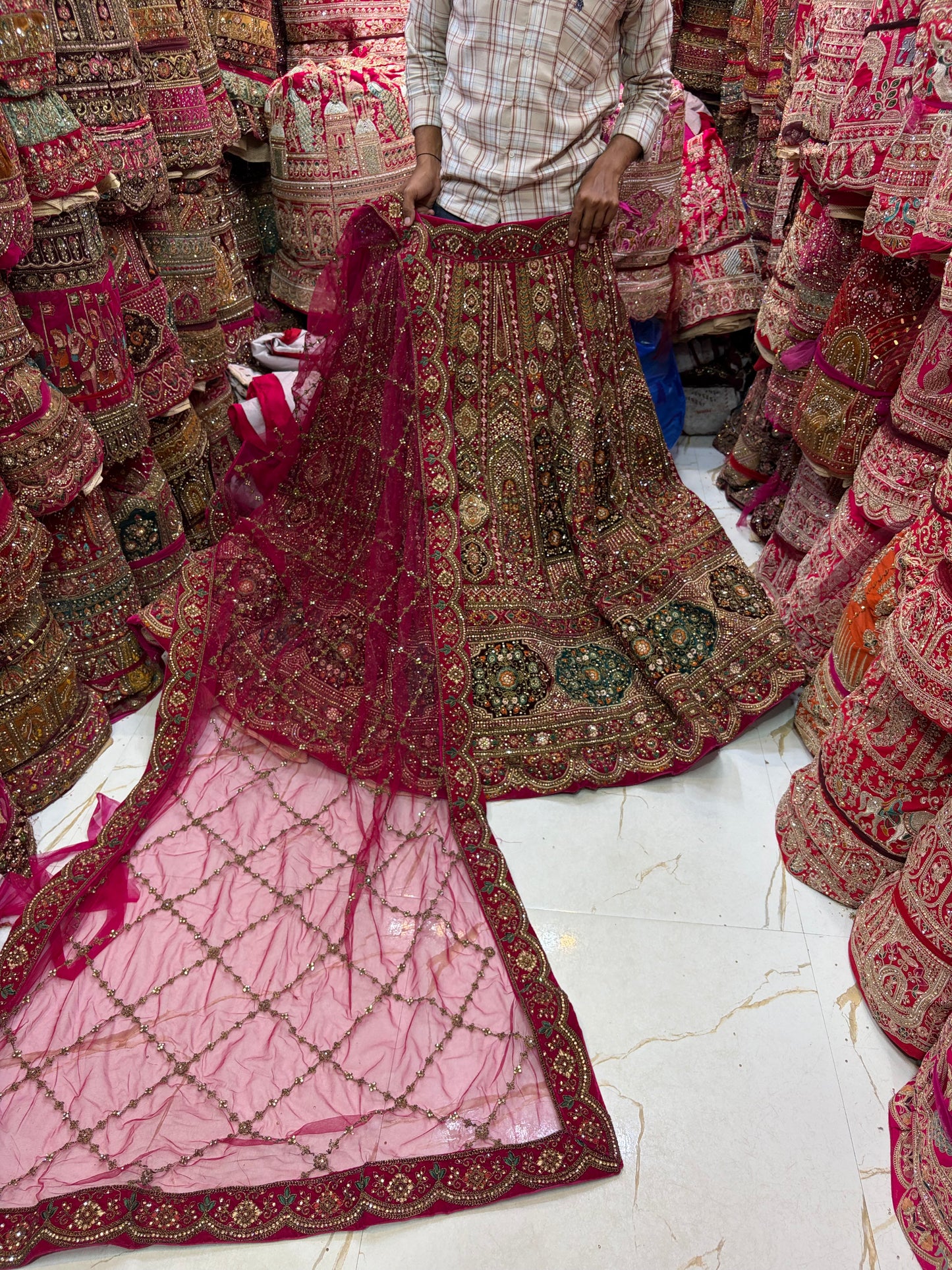 Heavy Dark Rani pink Bridal Lehenga