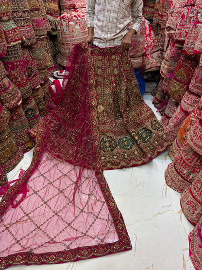 Heavy Dark Rani pink Bridal Lehenga