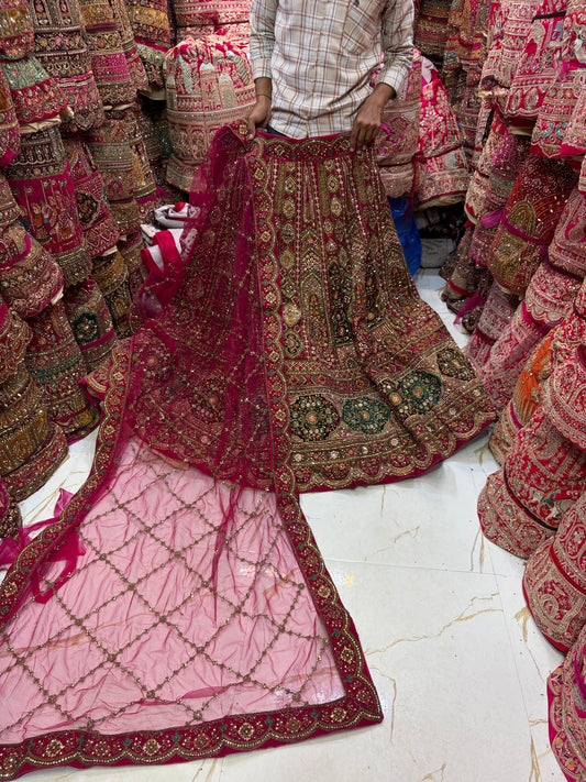 Heavy Dark Rani pink Bridal Lehenga