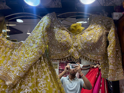 Lavishing yellow crop top Lehenga