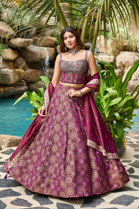 Purple Crop Top Lehenga (Happy Customer)