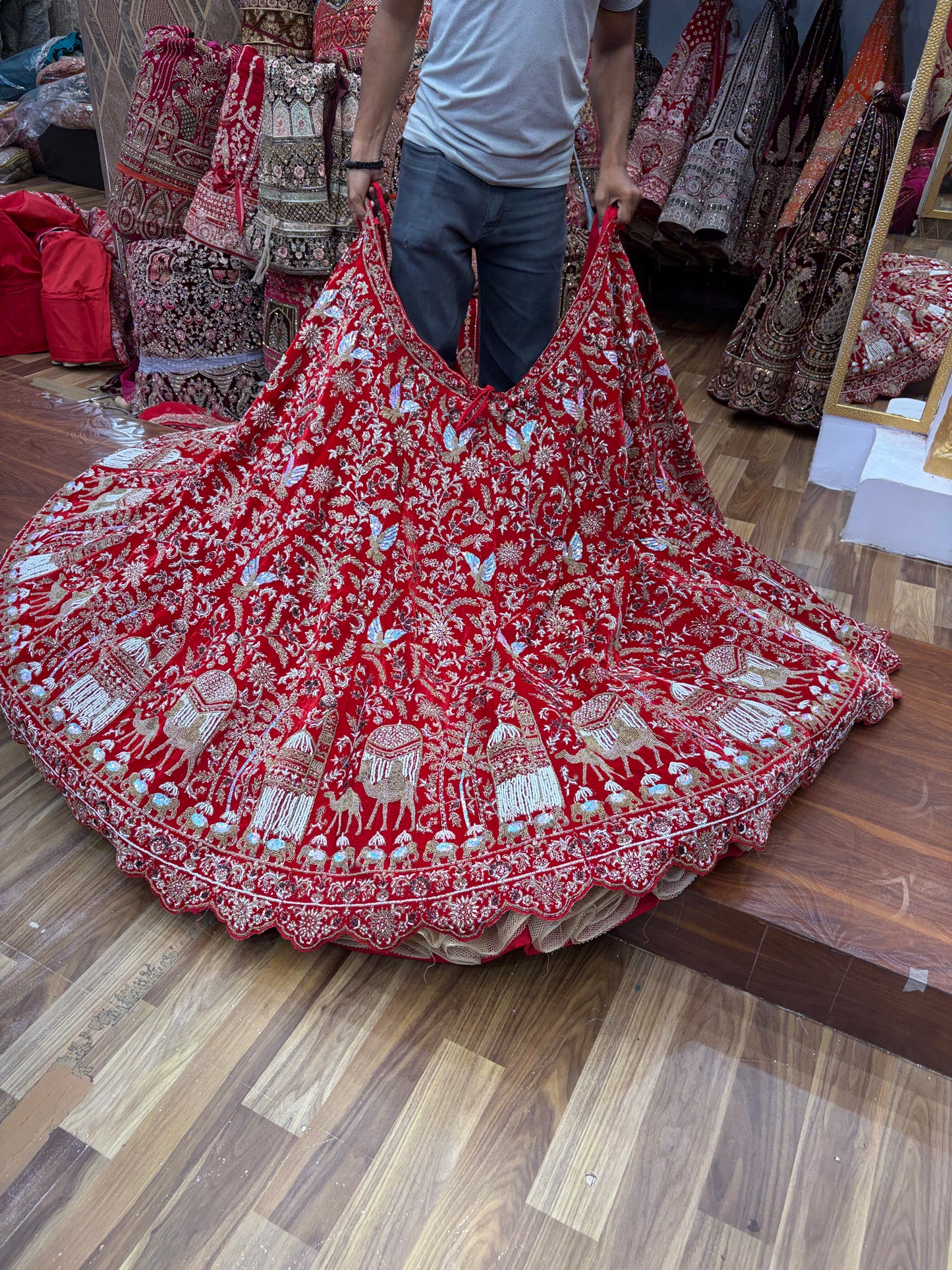 Maroon Peacock Ball Bridal Lehenga