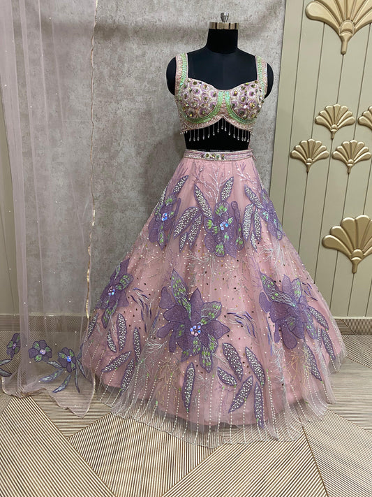 Pink PDP crop top lehenga