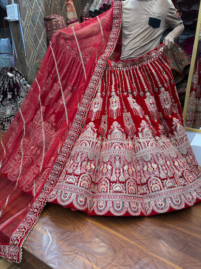 Red cherry Maroon Ball Bridal Lehenga