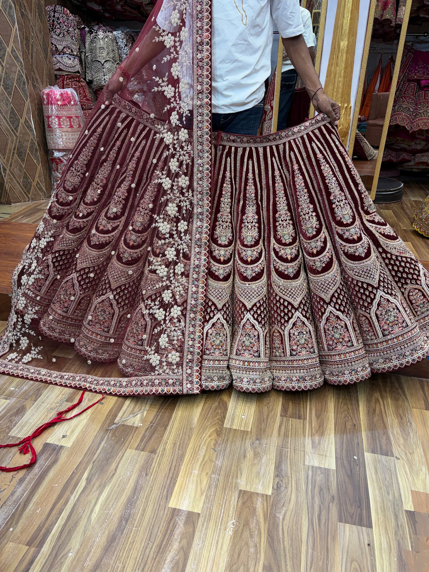 Maroon Designer Ball Bridal Lehenga