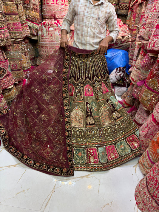 Dark Maroon Doli Barat bridal Lehenga