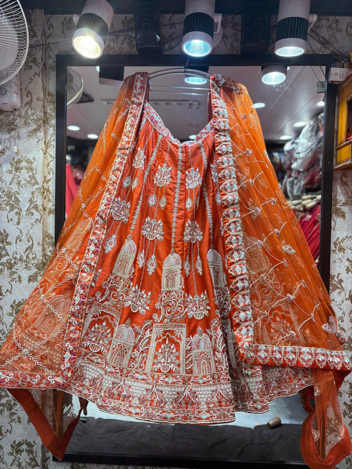 Pretty orange Crop Top Lehenga