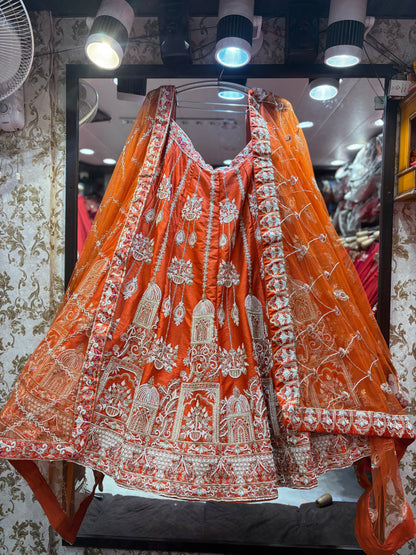 Pretty orange Crop Top Lehenga