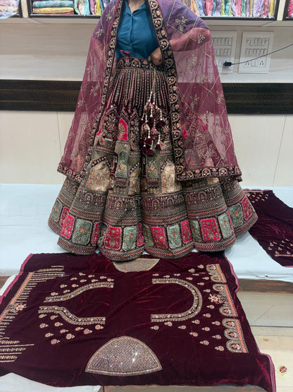 Beautiful Maroon Doli Barat Ball bridal Lehenga
