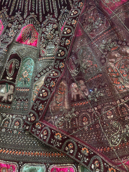 Awesome maroon doli barat bridal lehenga