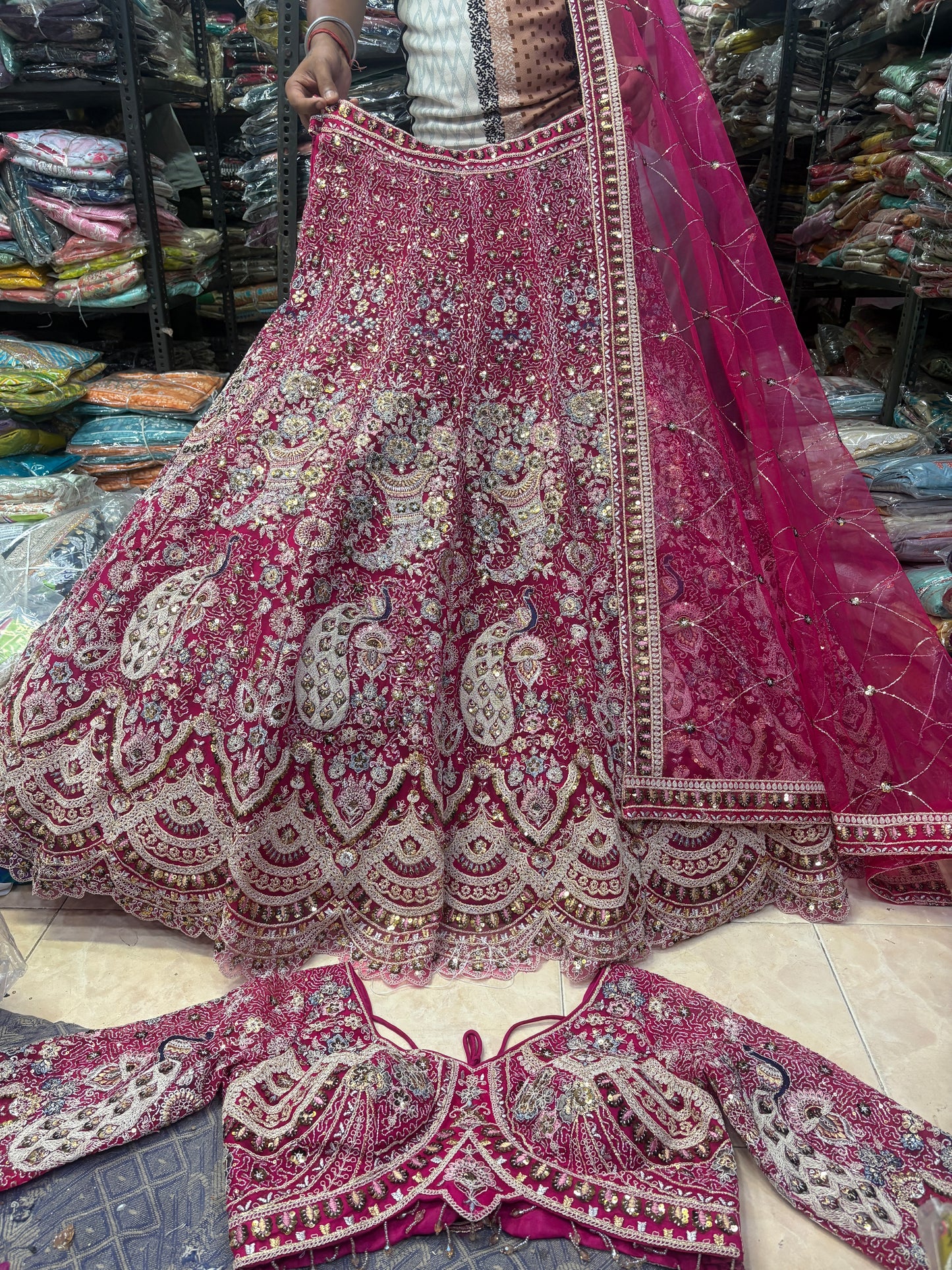 Something different Light pink peacock crop top Lehenga Happy Customer