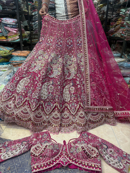 Something different Light pink peacock crop top Lehenga Happy Customer