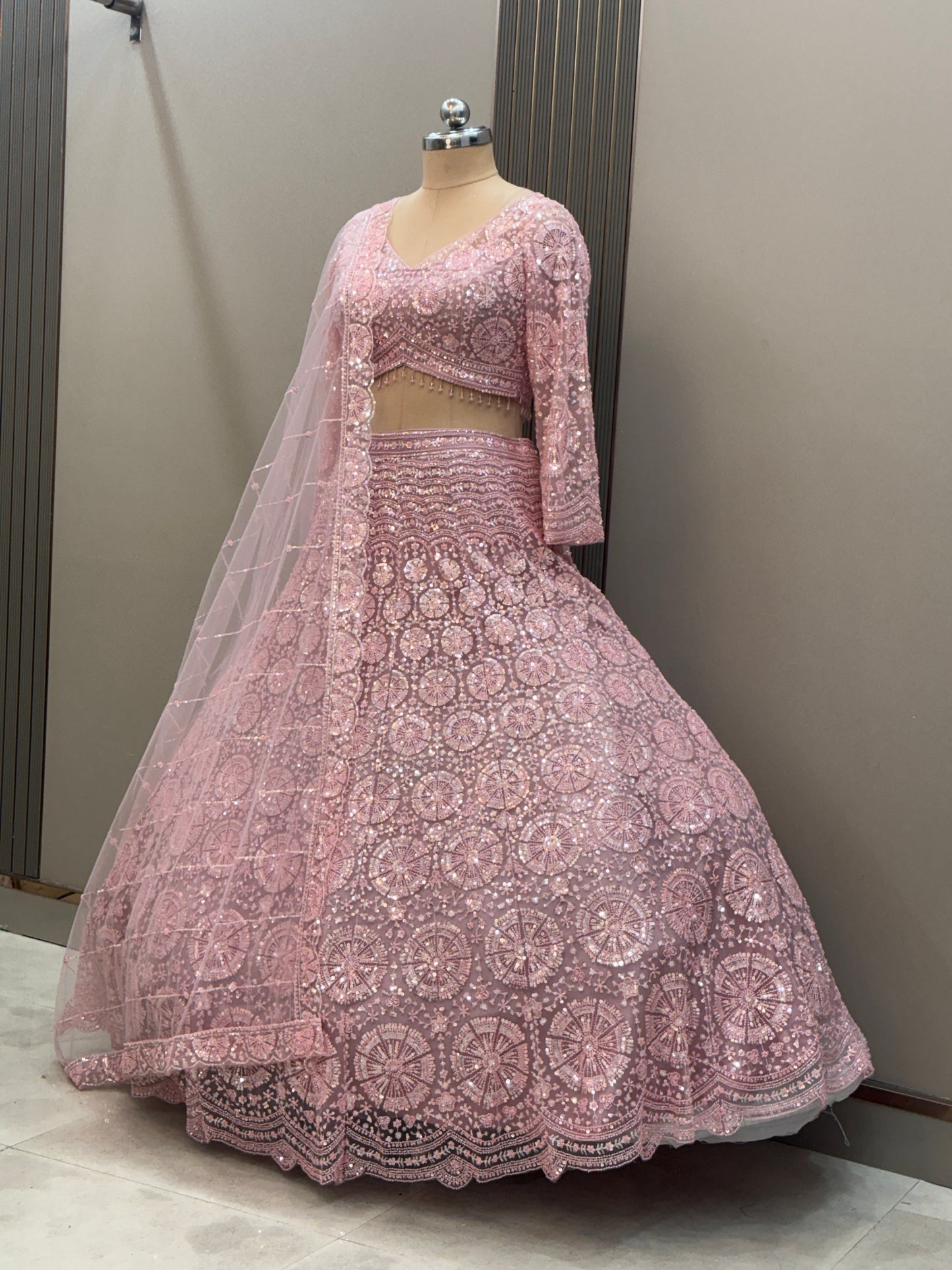 Gorgeous Cherry red on red Monotone Crop top Lehenga