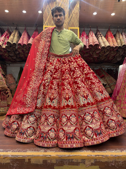Gorgeous Maroon Peacock Ball Bridal Lehenga