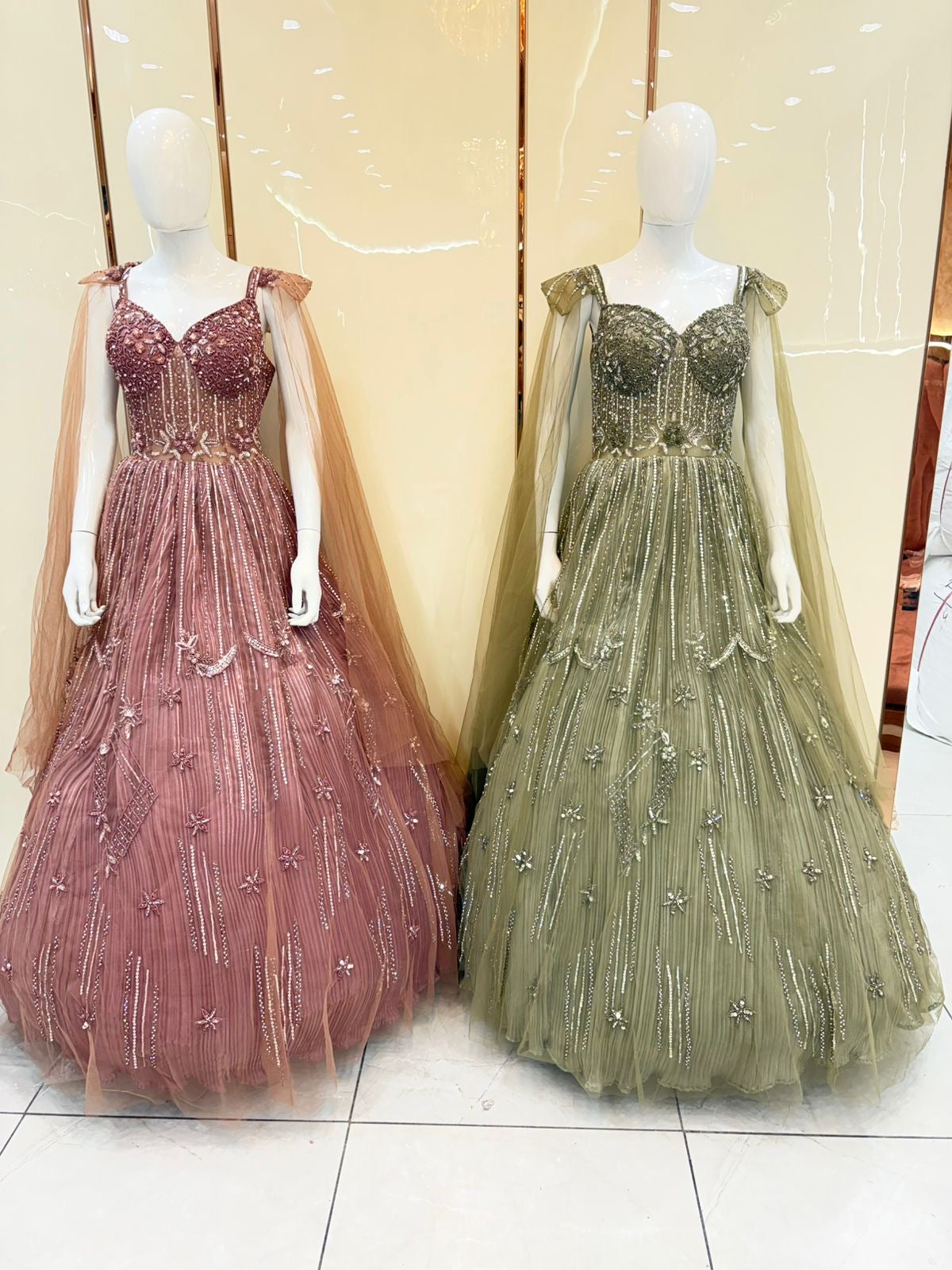 Purple green gown