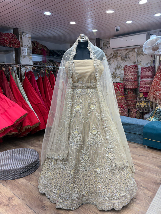 Beige Golden Lehenga