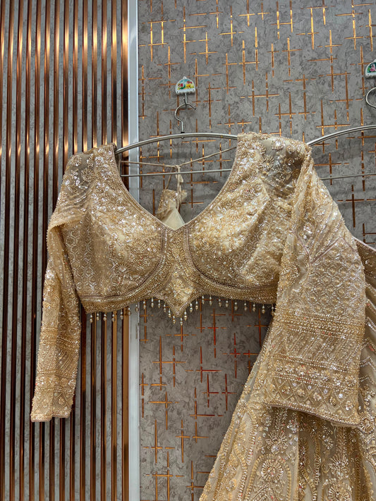Golden Crop top Lehenga