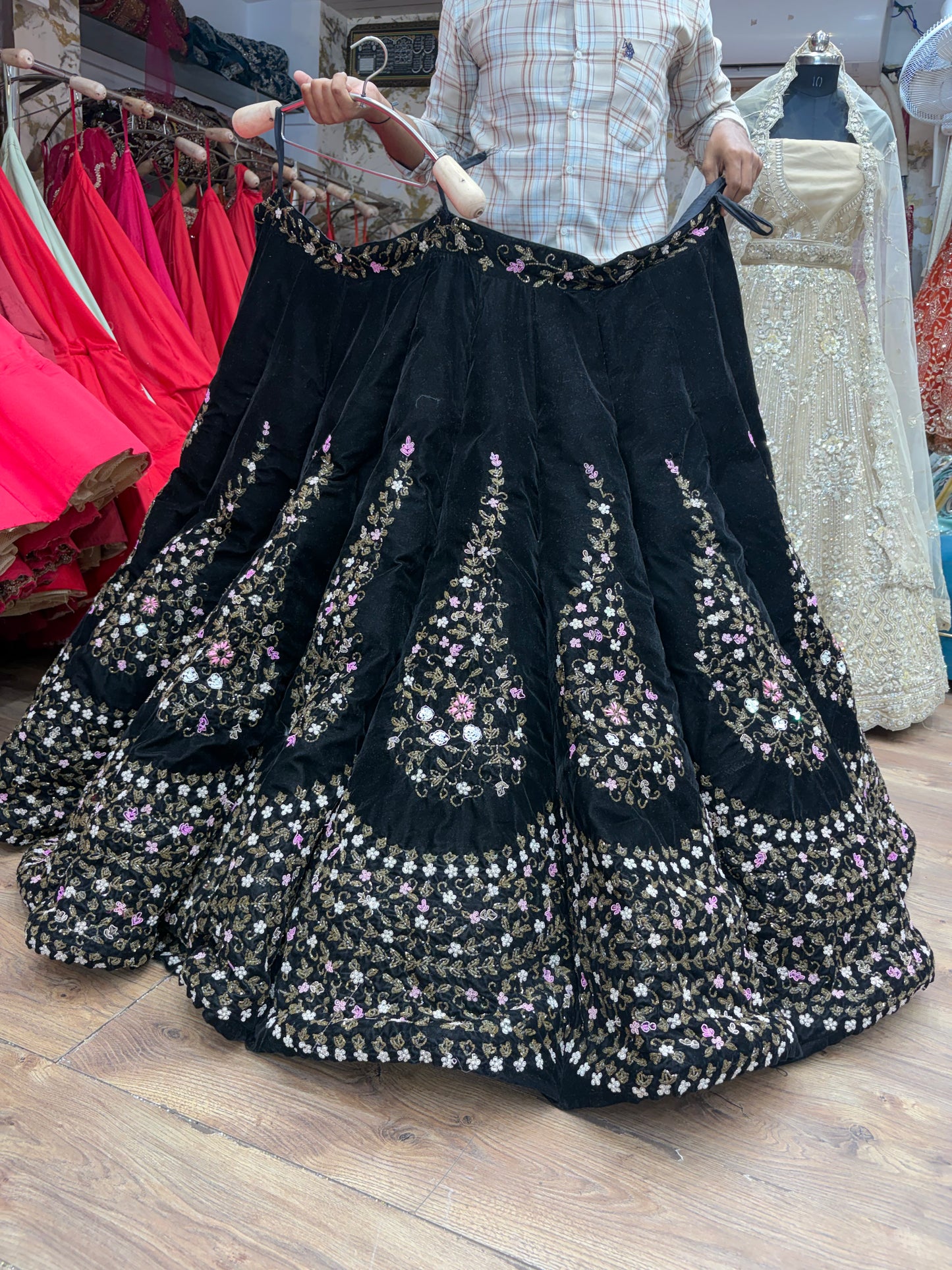 Heavy Black Ball Bridal Lehenga