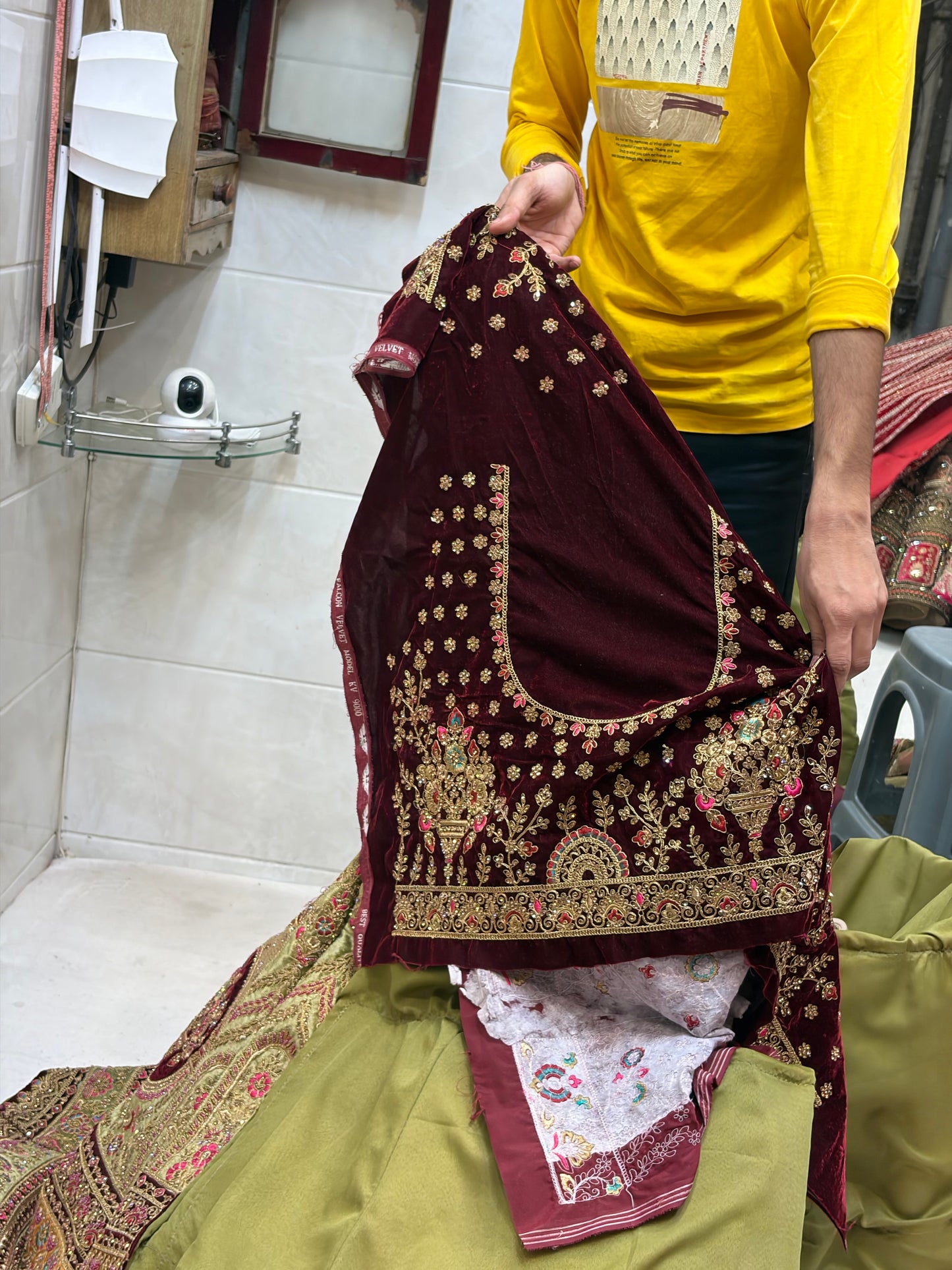 Designer maroon pistachio green Lehenga - Shopping World