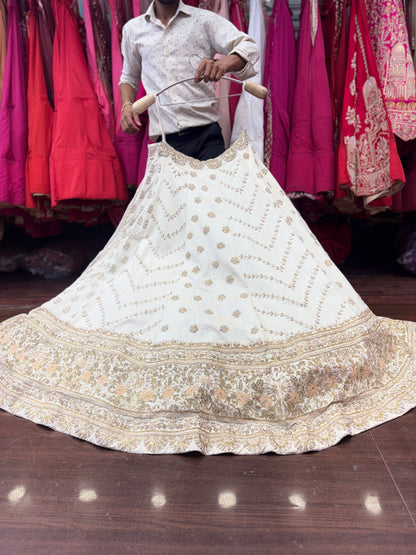 Cute white handwork handmade bridal Lehenga