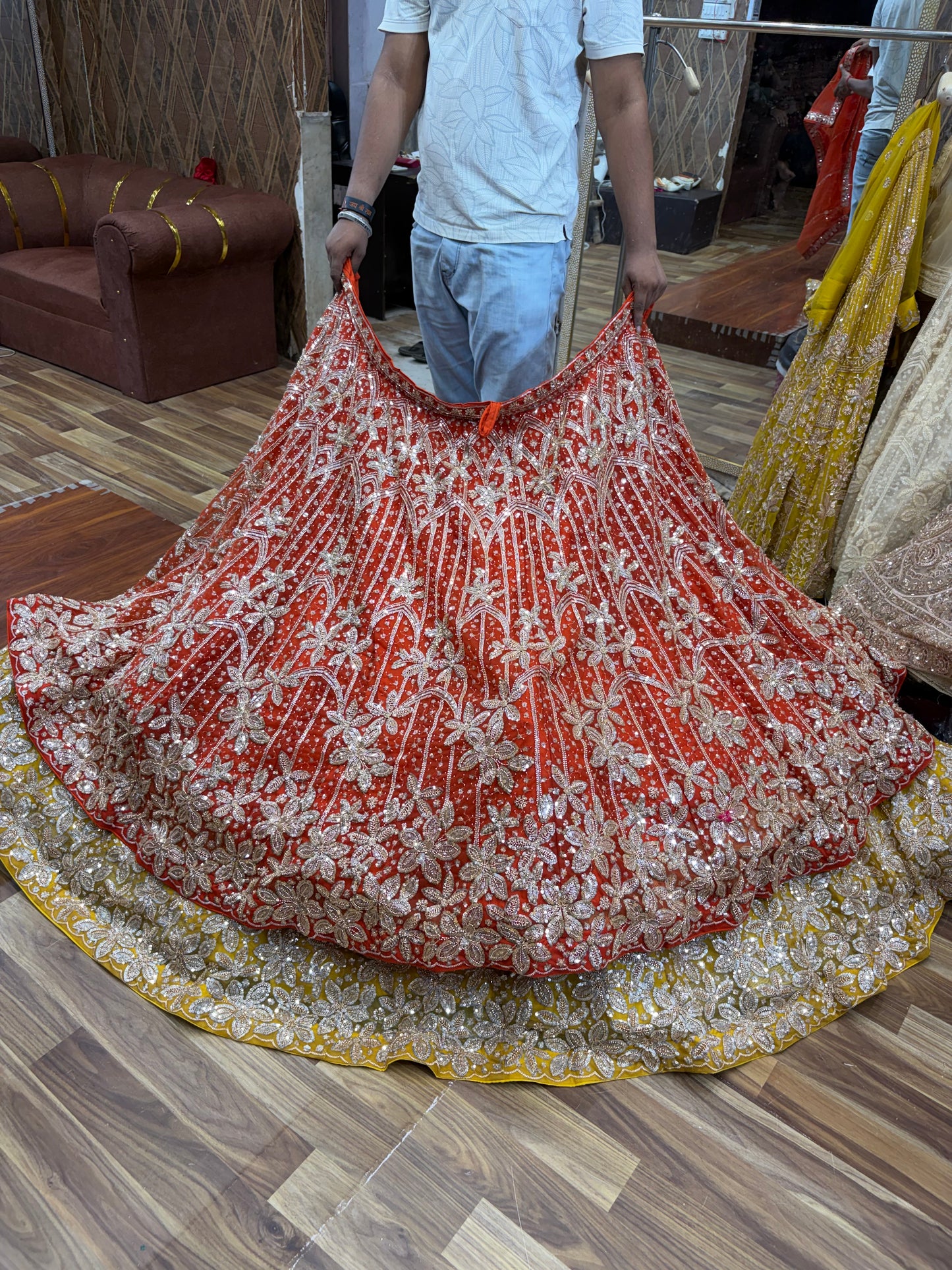 Rust Orange Designer Lehenga