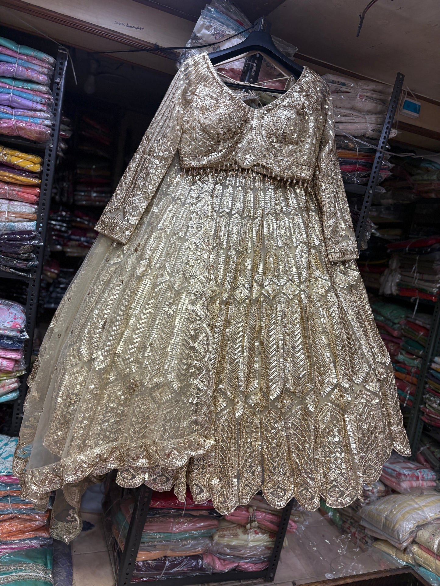 Eye catching Black On Black monotone Crop Top  lehenga