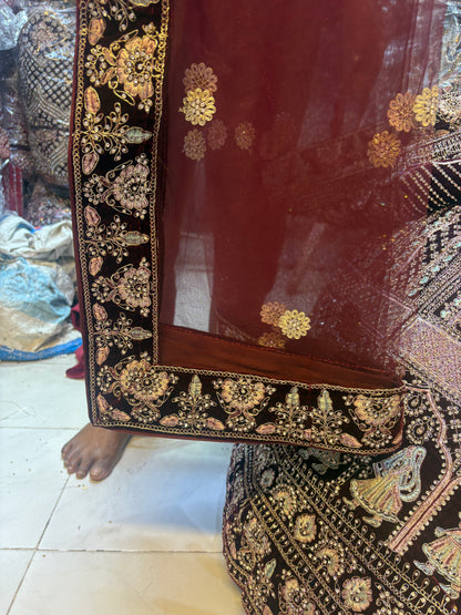 Glamorous maroon doli barat Lehenga