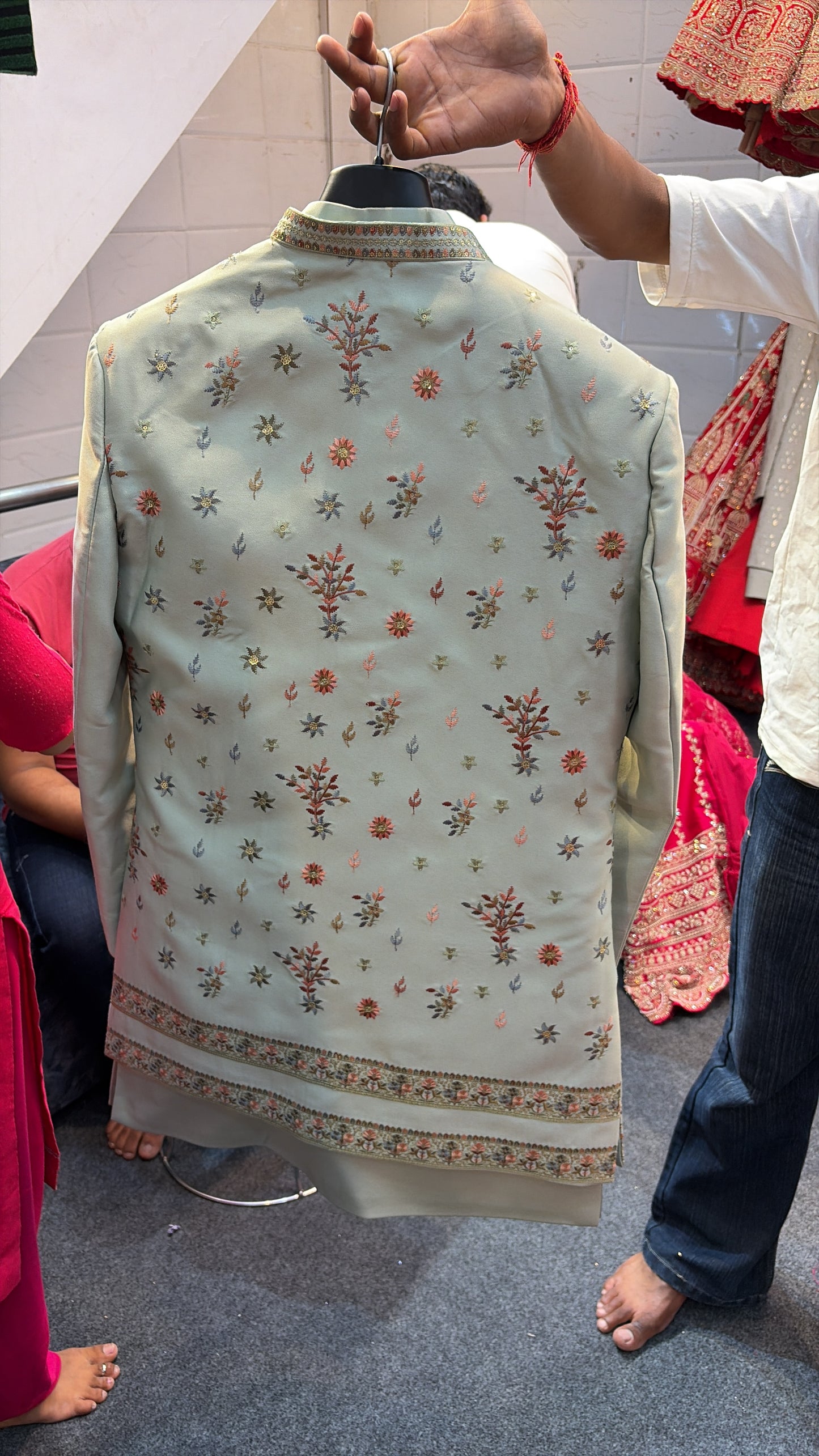 Pista Green Mens Wear Long Indo Western Dress