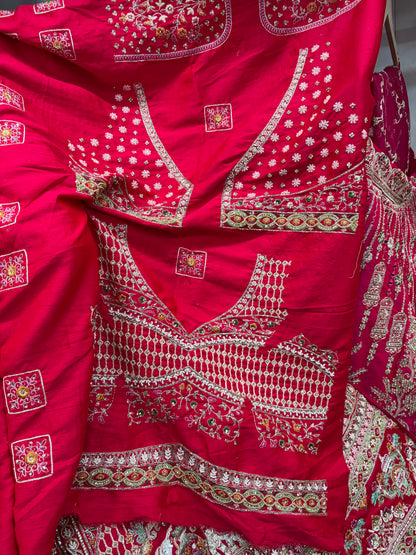 Rani pink Gajraj Bridal Lehenga