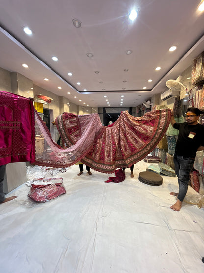 Lehenga rosa Kali Multi de primera calidad