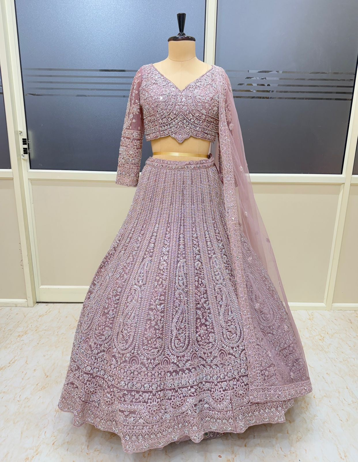 Lavender crop top Lehenga